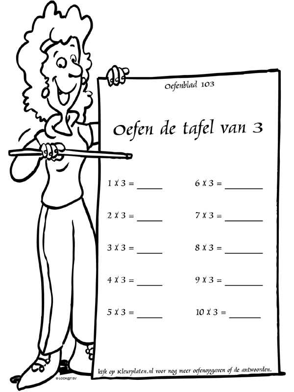 muur Groenland bouwen Kleurplaat Tafel van 3 / oefenblad 103 - Kleurplaten.nl