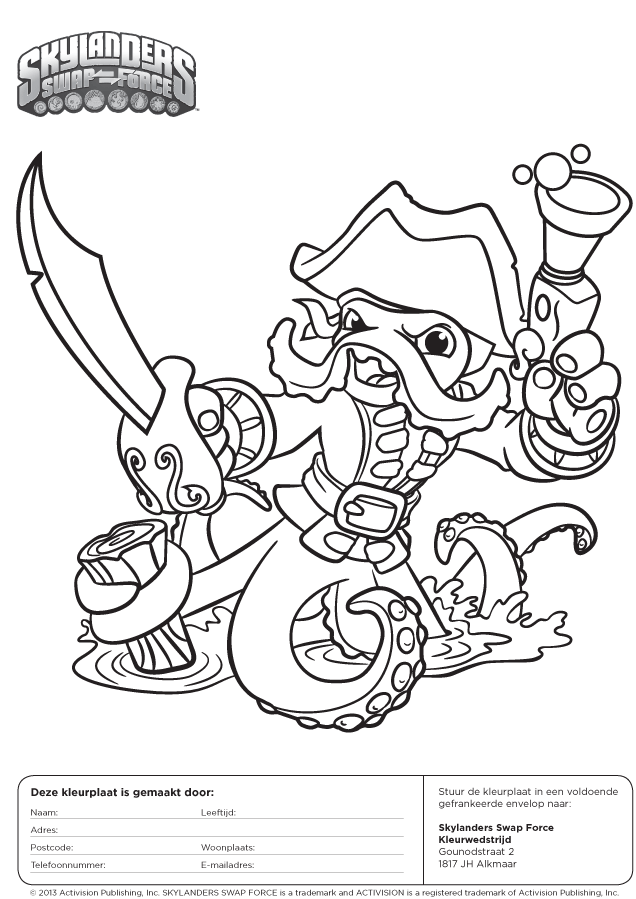 Kleurplaat Kleurwedstrijd Skylanders 02 Kleurplaten.nl
