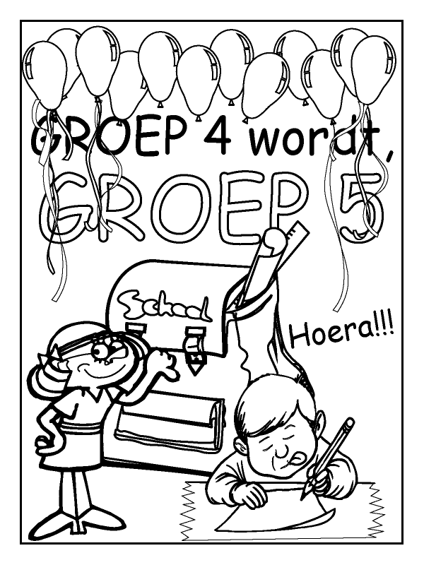 Ongekend Kleurplaat Wij gaan naar groep 5 - Kleurplaten.nl DE-89