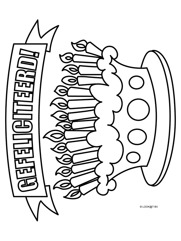 Kleurplaat Verjaardagstaart Kleurplatennl