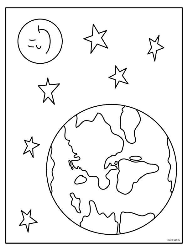 Kleurplaat Aardbol Globe Kleurplatennl