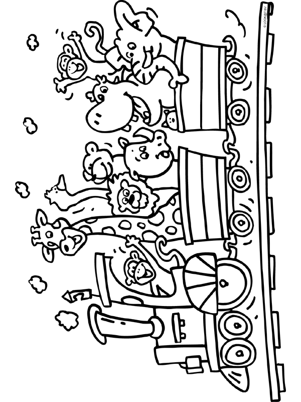 Spiksplinternieuw Kleurplaat Trein met dieren - Kleurplaten.nl YX-34