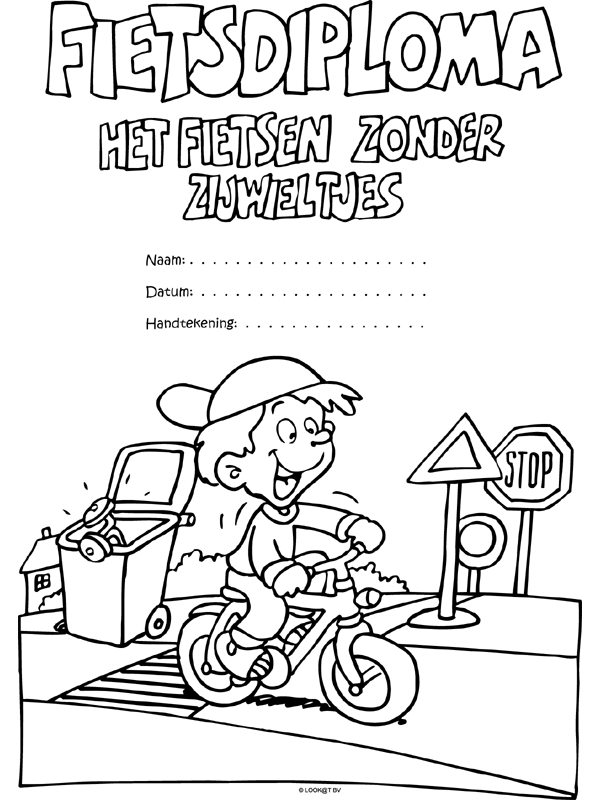 Majestueus Welkom Gematigd Kleurplaat Fietsdiploma ( zonder zijwieltjes ) - Kleurplaten.nl